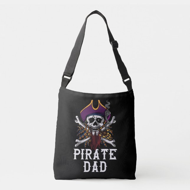 Pirate Vater Skull Sailor Crossbones Fathers Tragetaschen Mit Langen Trägern (Vorderseite)