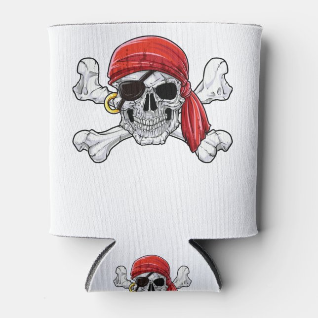 Pirate Vater T Shirt Piratenflagge Skull & Crossbo Dosenkühler (Vorderseite)