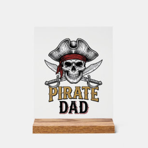 Pirate-Vater-Totenkopf-Schwert-vintage-graviertes- Acrylschild