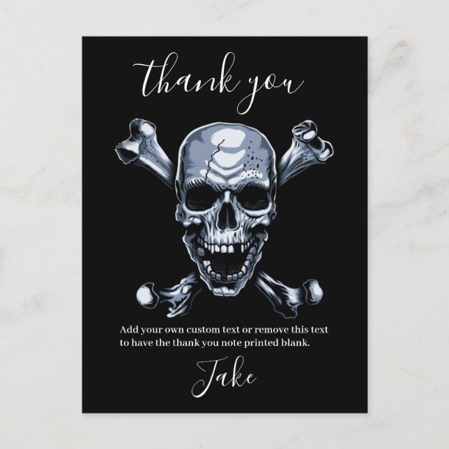 Pirate Vielen Dank, Gray Skull und Knochen Postcar Postkarte (Vorderseite)