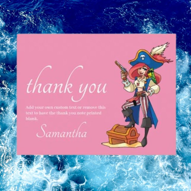 Pirate Vielen Dank Pink Postcard Postkarte (Any celebration where a little adventure is in order, these thank you cards will be a huge hit.)