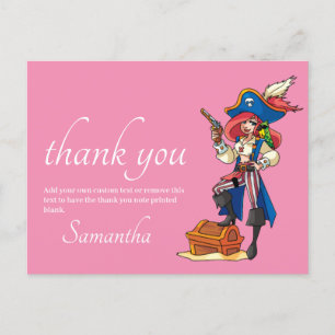 Pirate Vielen Dank Pink Postcard Postkarte