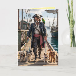 Pirate Walkin' the Dog Card Feiertagskarte