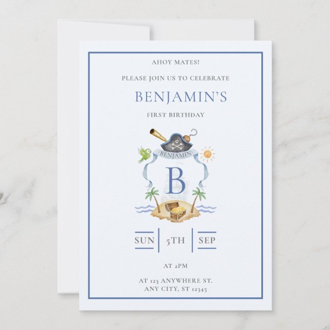 Pirate Wappen Einladung (Vorderseite)