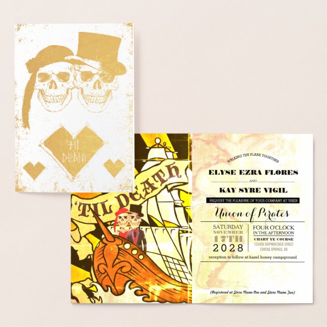 Pirate Wedding Gold Foil Pass Foil Card Folienkarte (Anzeige)