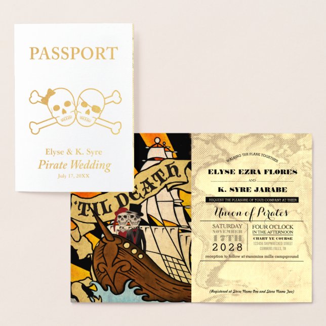Pirate Wedding Gold Foil Pass Foil Card Folienkarte (Anzeige)