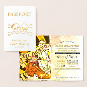 Pirate Wedding Gold Foil Pass Folienkarte