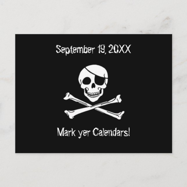 Pirate Wedding Save the Date Postcard Ankündigungspostkarte (Vorderseite)
