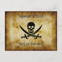 Pirate Wedding Save the Date Postcard