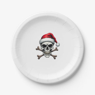 Pirate Weihnachten Totenkopf & Knochen Santa Hut. Pappteller