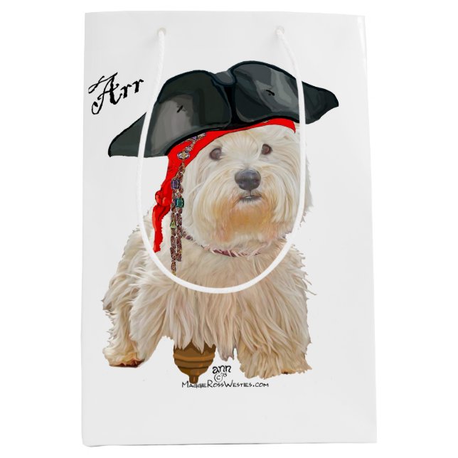 Pirate Westie Mittlere Geschenktüte (Vorderseite)