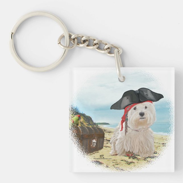 Pirate Westie Schlüsselanhänger (Vorderseite)