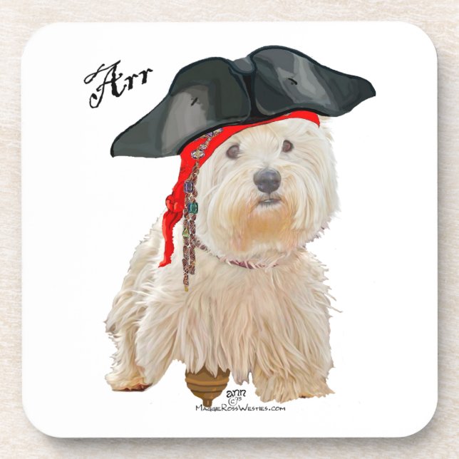 Pirate Westie Untersetzer (Vorderseite)