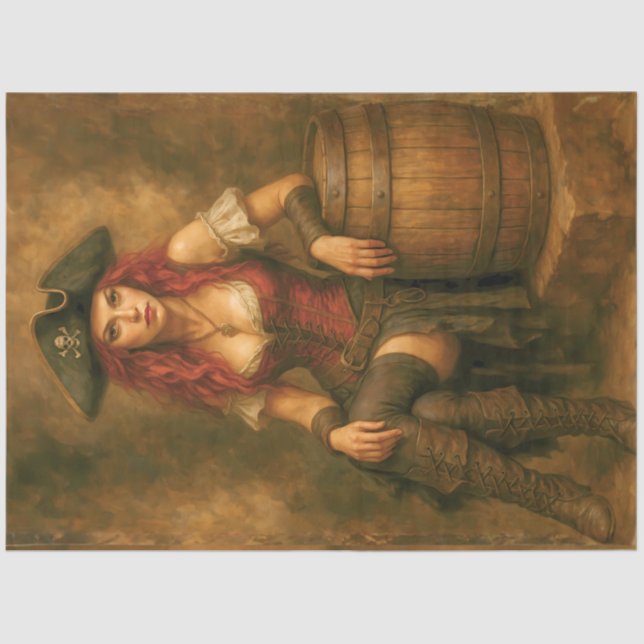 Pirate with Barrel | Caribbean Nautical Decoupage  Seidenpapier (Vorderseite)