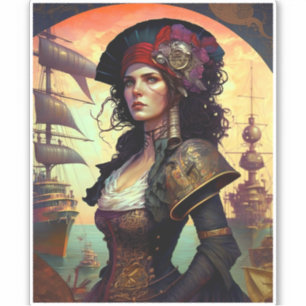 Pirate Woman Fantasy Art Aufkleber