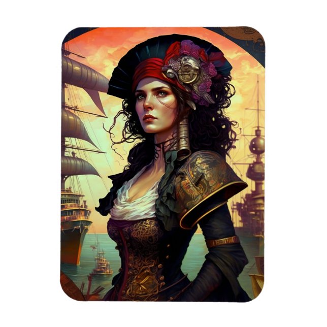 Pirate Woman Fantasy Art Magnet (Vertikal)