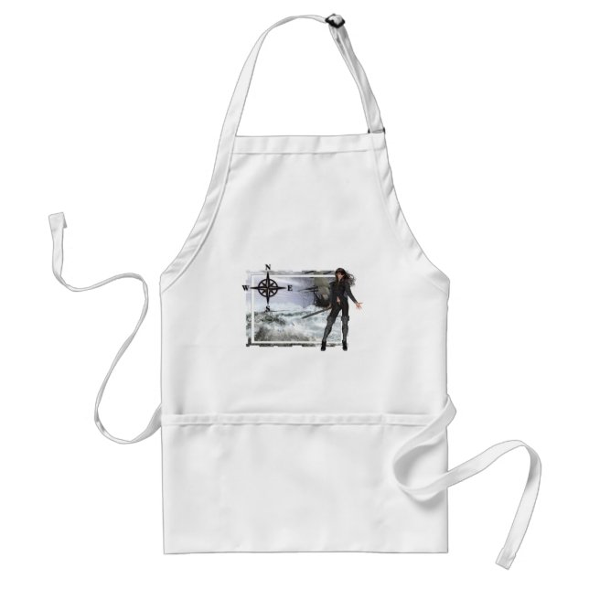 Pirate Woman mit Rough Waters Designs Schürze (Vorne)