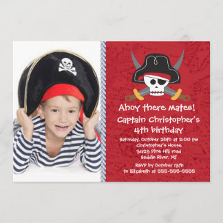 Piraten-ahoi Kamerad-Jungen-Foto-Geburtstags-Party Einladung
