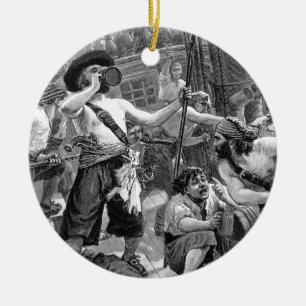 Piraten aus der Vintage-Zeit kämpfen und trinken a Keramikornament