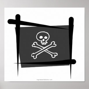 Piraten-Bürsten-Flagge Poster