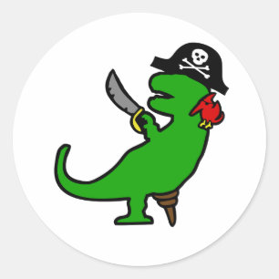 Piraten-Dinosaurier Runder Aufkleber