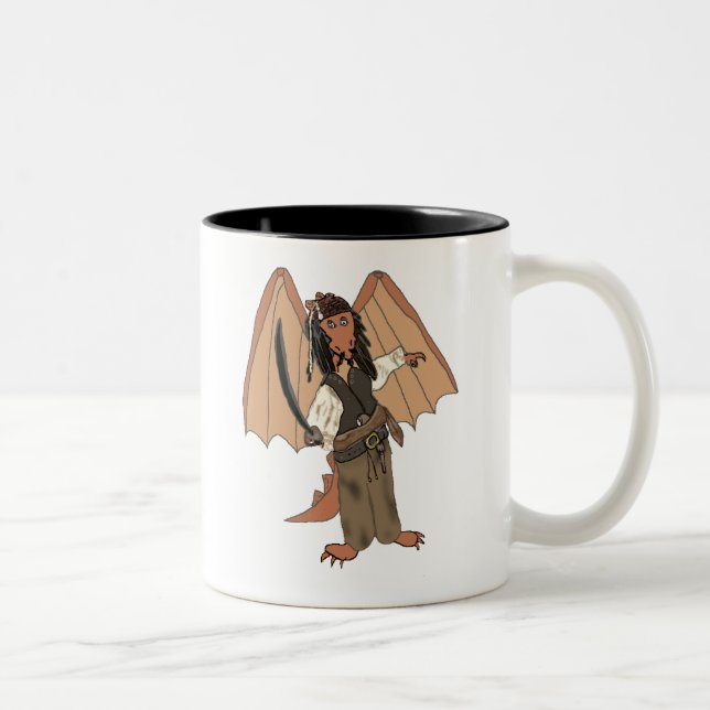 Piraten-Drache zwei - Ton-Tasse Zweifarbige Tasse (Rechts)