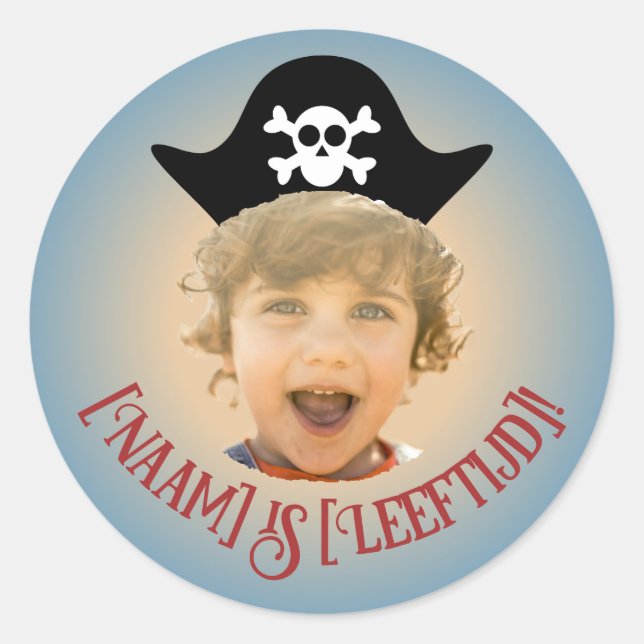 Piraten Foto Sticker – Eigener Name & Alter - (Vorderseite)