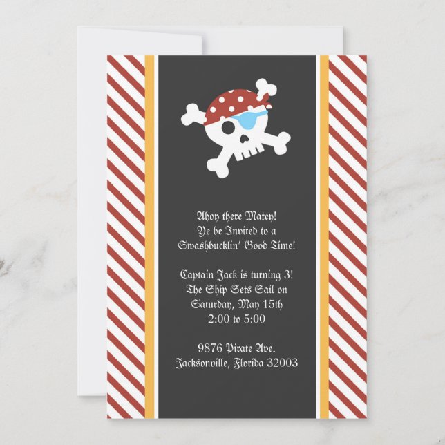 Piraten-Geburtstags-Party Einladung (Vorderseite)