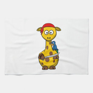 Piraten-Giraffen-Cartoon Geschirrtuch
