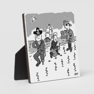 Piraten grasen mit einem Holzsteg. Funny Fotoplatte