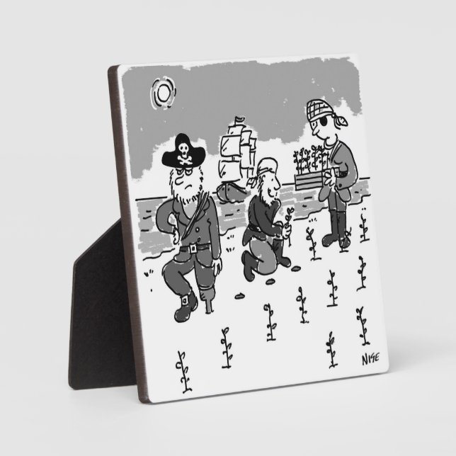 Piraten grasen mit einem Holzsteg. Funny Fotoplatte (Vorderseite)