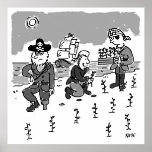 Piraten grasen mit einem Holzsteg. Funny Poster