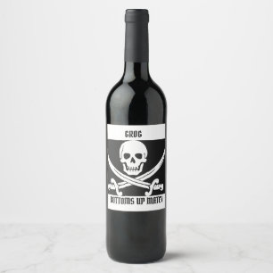 PIRATEN-GROG-FLASCHE WEINETIKETT
