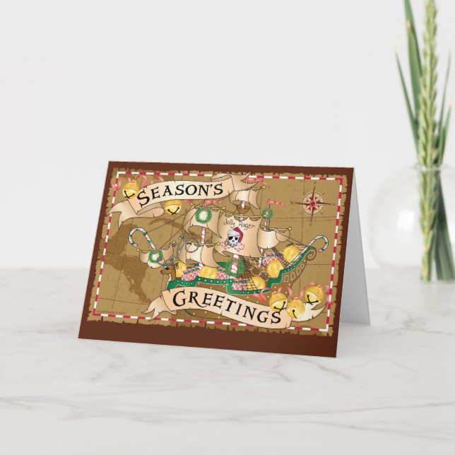 Piraten-Grüße Feiertagskarte (Vorderseite)