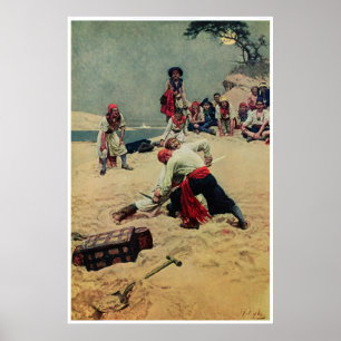 Piraten-Kampf über Schatz Poster