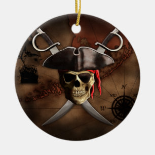 Piraten-Karte Keramik Ornament