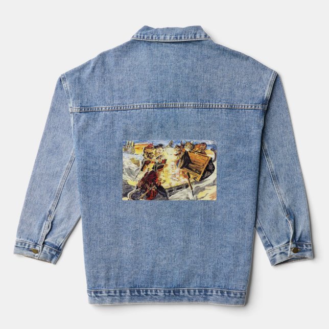 Piraten 🏴 ‍ ☠️ Katzen 🐈 Jeansjacke (Rückseite)