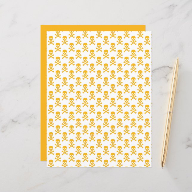 Piraten Kids Crossbones Scrapbook Yellow Craft (Vorderseite/Rückseite Beispiel)