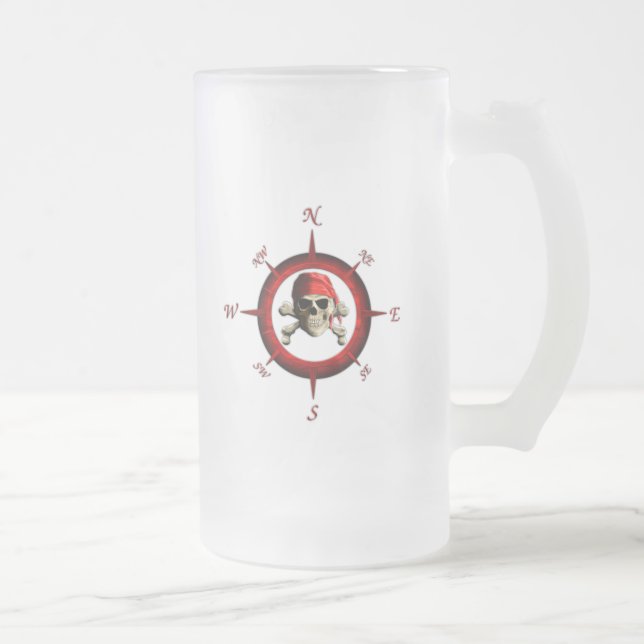 Piraten-Kompass-Rose Mattglas Bierglas (Rechts)