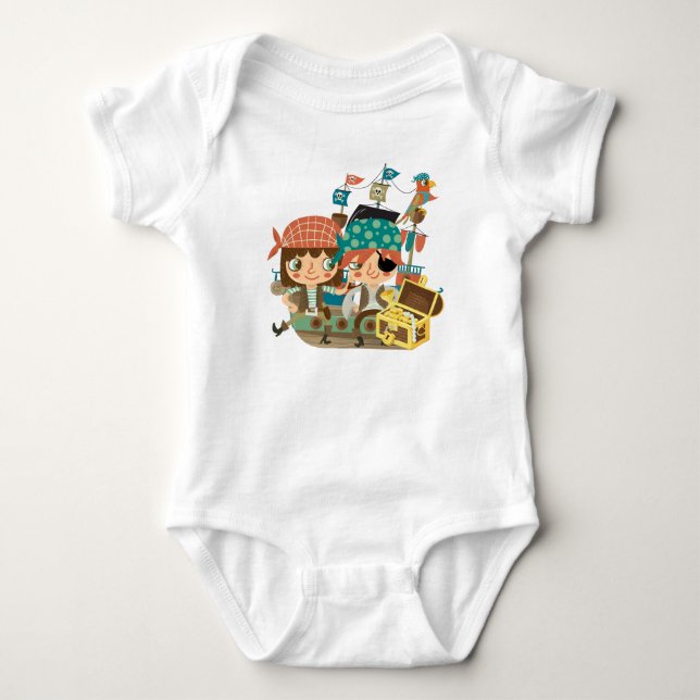 Piraten mit Schatz Baby Strampler (Vorderseite)