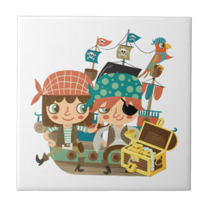 Piraten mit Schatz Fliese