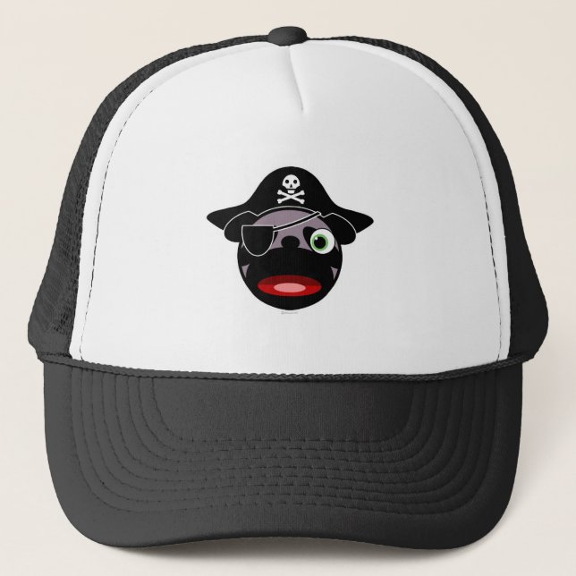 Piraten-Mops-Hut Truckerkappe (Vorderseite)