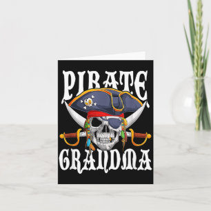 Piraten-Oma Kreuzknochen-Schädel-Familie Halloween Karte