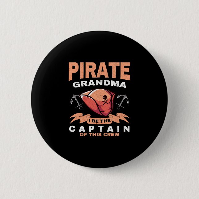 Piraten-Oma-Männer Kapitän Karibik Großmutter Button (Vorderseite)