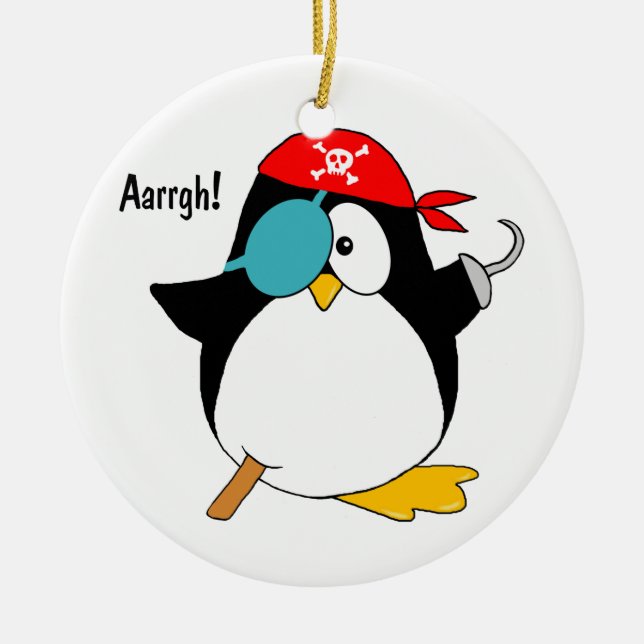 Piraten-Pinguin Keramikornament (Vorne)