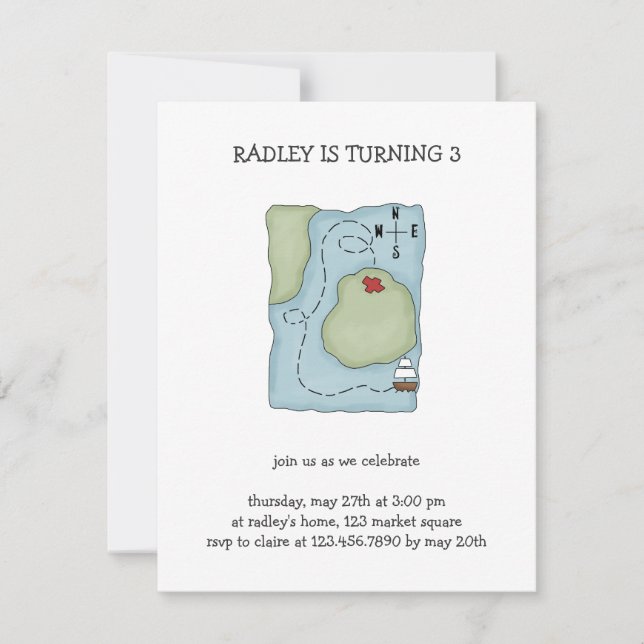 Piraten · Piraten-Karte Einladung (Vorderseite)