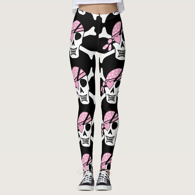 Piraten-Prinzessin Pink Skull Leggings (Vorderseite)