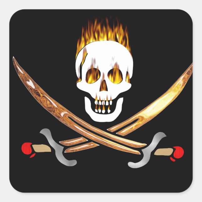 Piraten Quadratischer Aufkleber (Vorderseite)