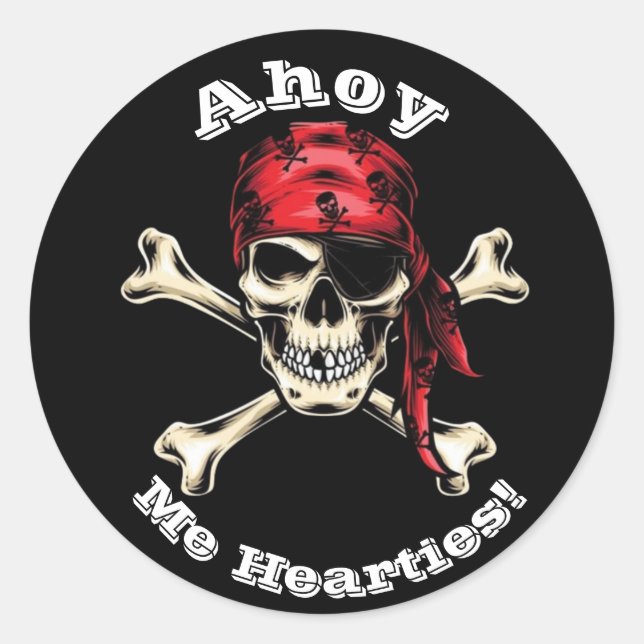 Piraten Runder Aufkleber (Vorderseite)