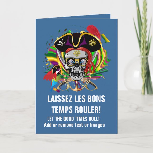 Piraten-Schablonen-Karneval Karte (Vorderseite)